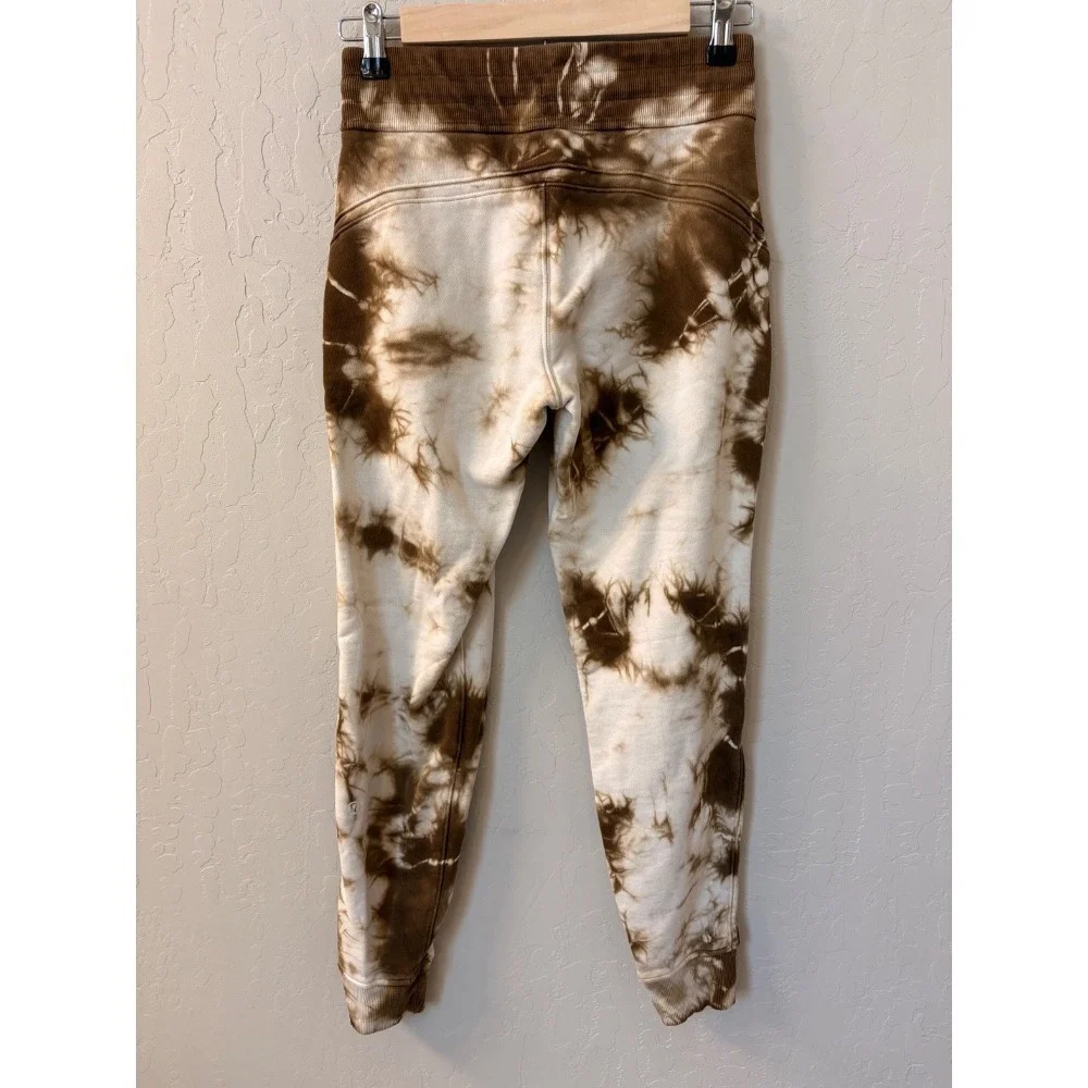Lululemon Warm Down Joggers Earth Dye Athleisure Sweatpants Brown White Sz 4‎
